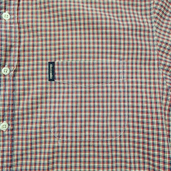 Abercrombie Fitch Shirt‎ Mens 2XL Red Plaid Button Down Long Sleeve Outdoors - Picture 4 of 8